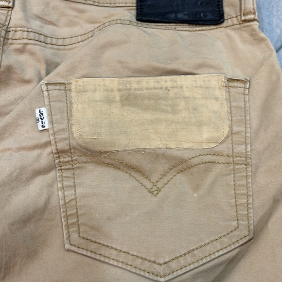 Levi's 511 Slim Khaki Vintage Shorts 90's w. Dark Brown Leather Label Patch 33 - Picture 4 of 7